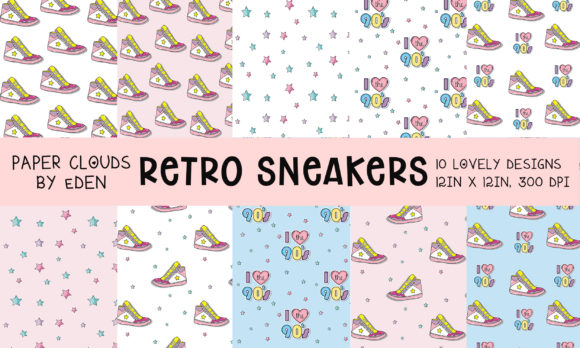 Retro Sneakers 90s Vintage Digital Paper: A Designer’s Asset