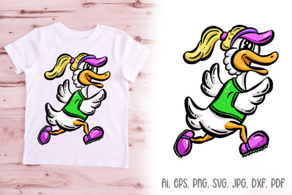 Running Exercise Duck Female Sticker SVG: A Playful Design Asset